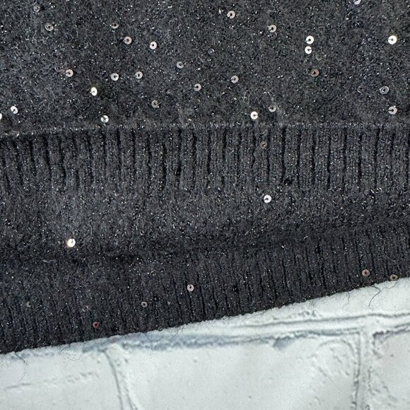 NWT Loft black sequin embroidered pull on knit midi skirt size S - Picture 4 of 10